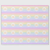 Happy Birthday in White Circle Rainbow Stripes Cadeaupapier (Vlak)
