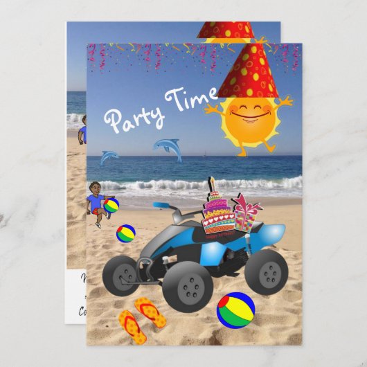 Happy Birthday Invitation African Boy Beach Beach Kaart (Voorkant / Achterkant)