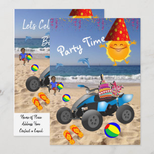 Happy Birthday Invitation African Boy Beach Beach  Kaart