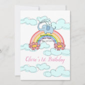 Happy Birthday Invitation Baby Blue Elephant Kaart (Voorkant)