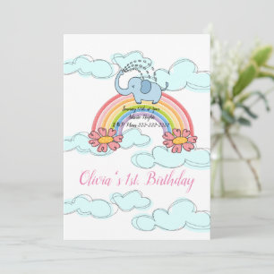 Happy Birthday Invitation Baby Blue Elephant Kaart