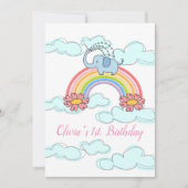 Happy Birthday Invitation Baby Blue Elephant Kaart (Voorkant)