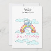 Happy Birthday Invitation Baby Blue Elephant Kaart (Achterkant)