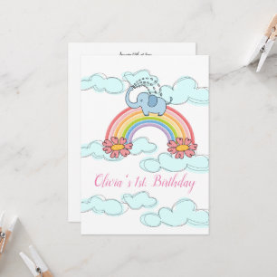 Happy Birthday Invitation Baby Blue Elephant Kaart