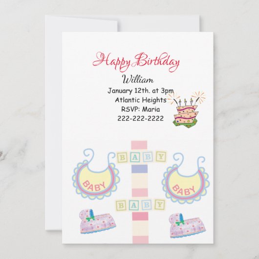 Happy Birthday Invitation Baby Kaart (Voorkant)