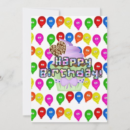 Happy Birthday Invitation Balloons Kaart (Voorkant)