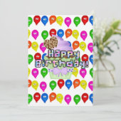 Happy Birthday Invitation Balloons Kaart (Staand voorkant)