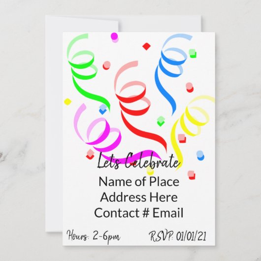 Happy Birthday Invitation Balloons Kaart (Achterkant)