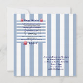 Happy Birthday Invitation Blue & White Stripe  Kaart (Achterkant)
