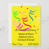 Happy Birthday Invitation Clown Car Yellow Kaart (Achterkant)