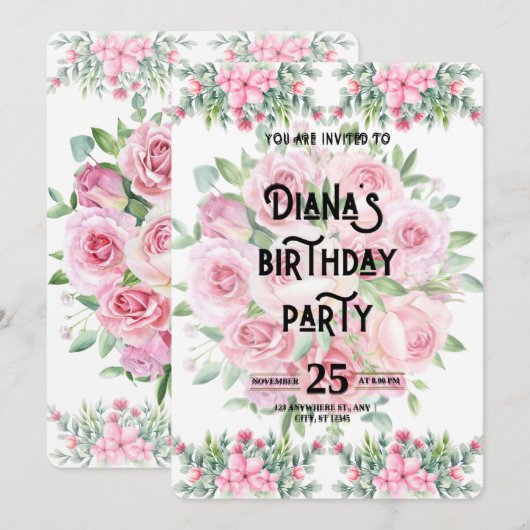 Happy Birthday Invitation Kaart (Voorkant / Achterkant)