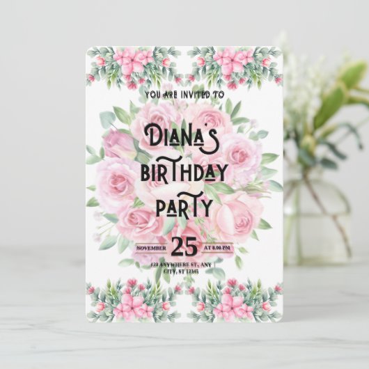 Happy Birthday Invitation Kaart (Staand voorkant)