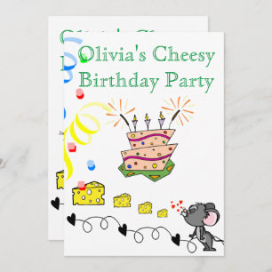 Happy Birthday Invitation Mousey Cheesy Party Kaart