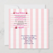 Happy Birthday Invitation Pink & White Stripe Kaart (Achterkant)