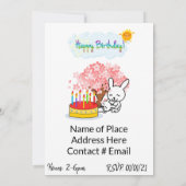 Happy Birthday Invitation Rabbit Cake Kaart (Achterkant)