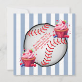 Happy Birthday Invitation Stripe Blue Baseball Kaart (Achterkant)
