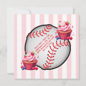 Happy Birthday Invitation Stripe Pink Baseball Kaart (Achterkant)