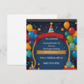 Happy Birthday Invite Kaart (Voorkant / Achterkant)