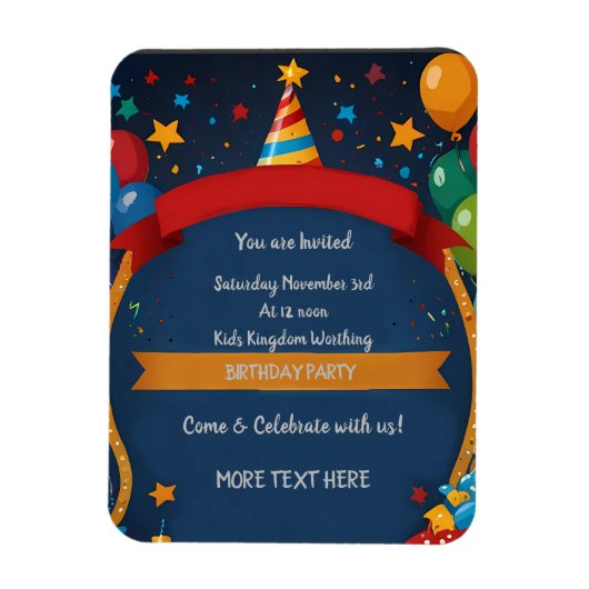 Happy Birthday Invite Magneet (Verticaal)