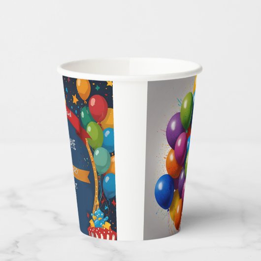 Happy Birthday Invite Papieren Bekers (Links)