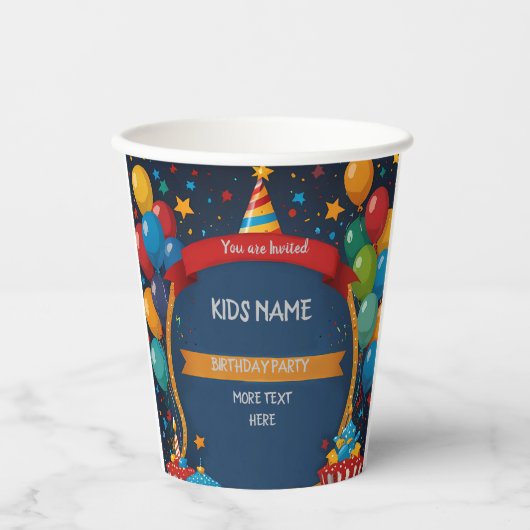 Happy Birthday Invite Papieren Bekers (Voorkant)