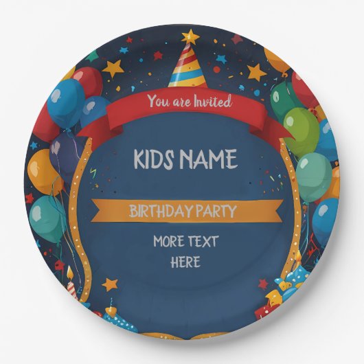 Happy Birthday Invite Papieren Bordje (Voorkant)