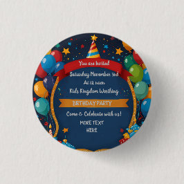 Happy Birthday Invite Ronde Button 3,2 Cm