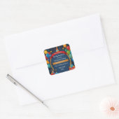 Happy Birthday Invite Vierkante Sticker (Envelop)