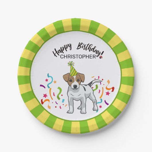 Happy Birthday Jack Russell Terrier Dog Party Papieren Bordje (Voorkant)
