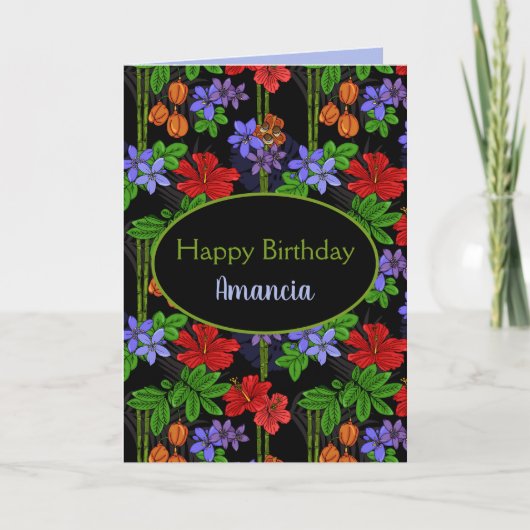 Happy Birthday Jamaican Tropical Oerwoud Patterned Kaart (Voorkant)