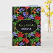 Happy Birthday Jamaican Tropical Oerwoud Patterned Kaart (Gele Bloem)
