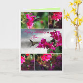 Happy Birthday Jane Green Carib Hummingbird Kaart (Gele Bloem)