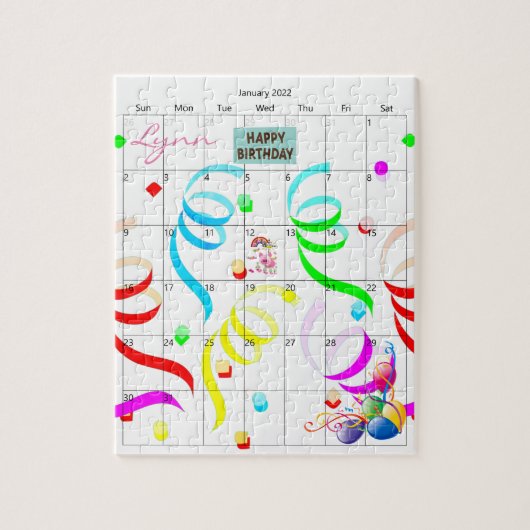 Happy Birthday January 2022 Calendar Puzzles Legpuzzel (Verticaal)