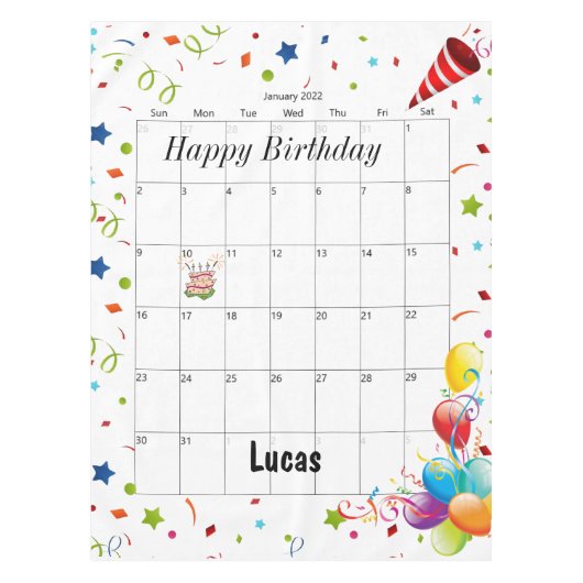 Happy Birthday January 2022 Tablecloth Tafelkleed (Voorkant)