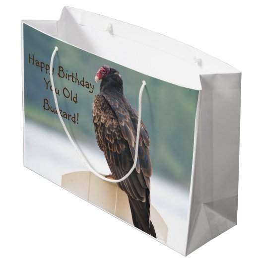 Happy Birthday je oude buzzard Groot Cadeauzakje (Achterkant Gekanteld)