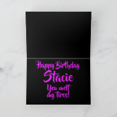 Happy Birthday, Je smelt mijn banden, Grappige Hot Kaart (Binnen)