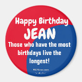 Happy Birthday JEAN koelkast Magnet (Voorkant)