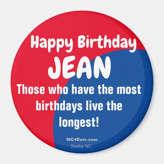 Happy Birthday JEAN koelkast Magnet (Voorkant)