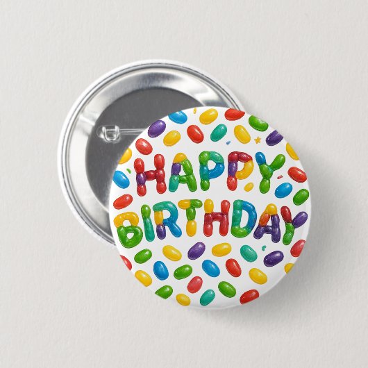 Happy Birthday Jelly Beans Ronde Button 5,7 Cm (Voorkant /achterkant)
