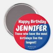 Happy Birthday JENNIFER-koelkast Magnet (Voorkant / Achterkant)