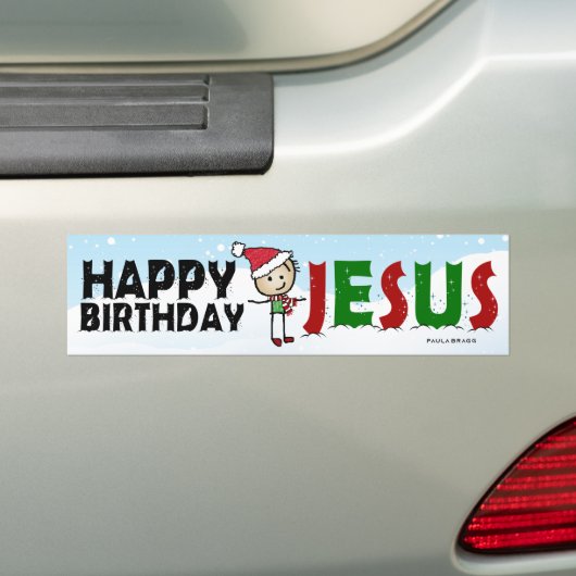 Happy Birthday Jesus Bumpersticker (Op auto)