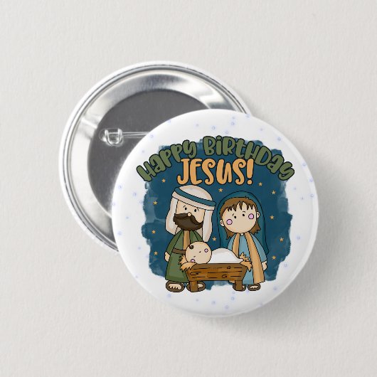 Happy Birthday Jesus Button (Voorkant /achterkant)