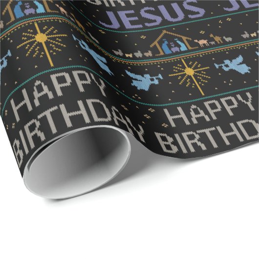 Happy Birthday Jesus Christelijk kerstSweater Cadeaupapier (Rol Hoek)