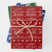 Happy Birthday Jesus Christelijk kerstSweater Inpakpapier Vel (In situ)