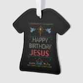 Happy Birthday Jesus Christelijk kerstSweater Ornament (voorkant)
