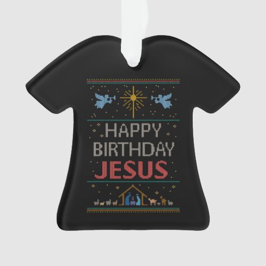 Happy Birthday Jesus Christelijk kerstSweater Ornament (voorkant)