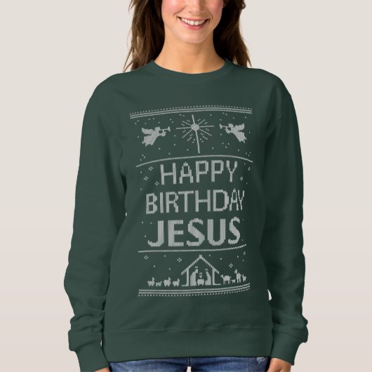 Happy Birthday Jesus Christelijk kerstSweater Trui (Voorkant)