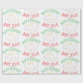 Happy Birthday Jesus Christelijke kerstkleur Cadeaupapier (Vlak)