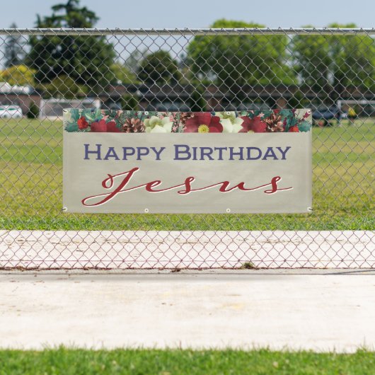 Happy Birthday Jesus Christelijke Kerstmis Spandoek (Insitu)