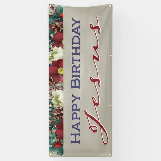 Happy Birthday Jesus Christelijke Kerstmis Spandoek (Verticaal)